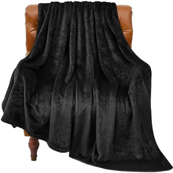 BEDELITE Fleece Blanket Black Throw Blankets for Couch & Bed, Luxury Plush Cozy